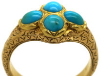 Georgian 18ct Gold Memorial Ring Set With Turquoise