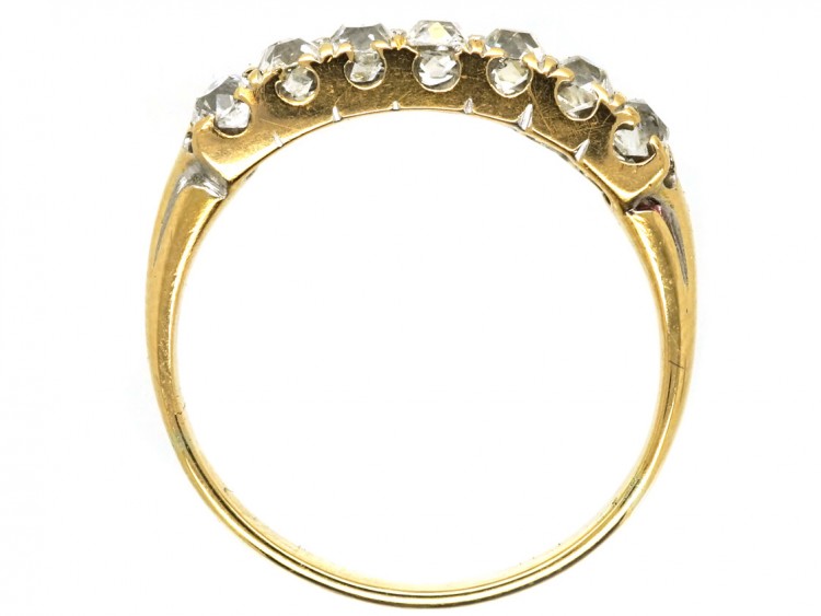 18ct Gold Two Row Old Mine Cut Diamond Ring Circa 1840