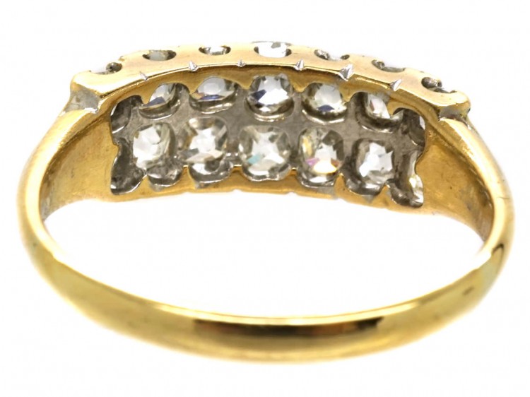 18ct Gold Two Row Old Mine Cut Diamond Ring Circa 1840