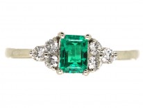Platinum, Emerald & Diamond Ring