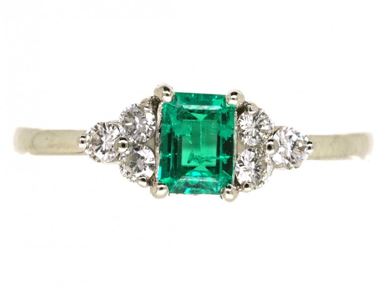 Platinum, Emerald & Diamond Ring
