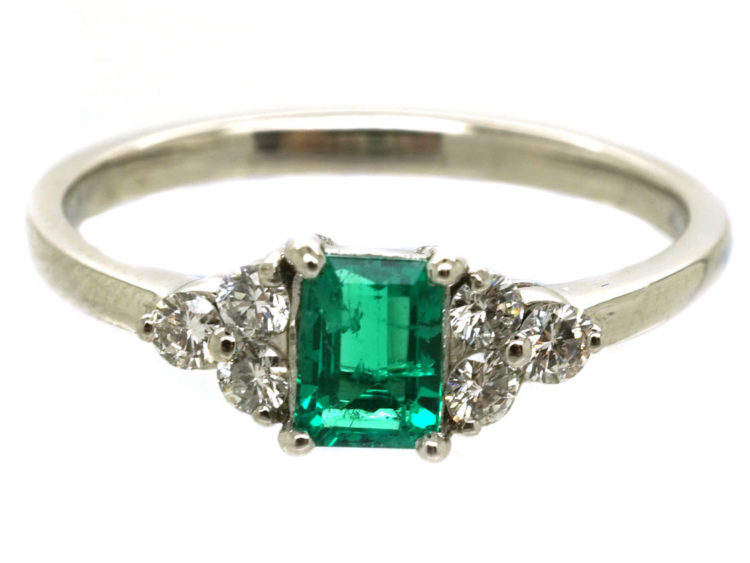 Platinum, Emerald & Diamond Ring