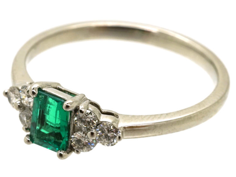 Platinum, Emerald & Diamond Ring