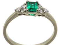 Platinum, Emerald & Diamond Ring