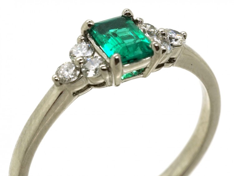 Platinum, Emerald & Diamond Ring