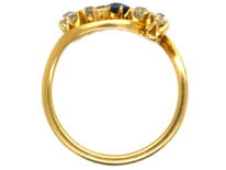 Edwardian 18ct Gold, Sapphire & Diamond Crossover Ring