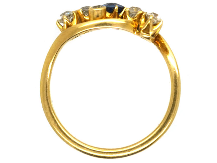 Edwardian 18ct Gold, Sapphire & Diamond Crossover Ring
