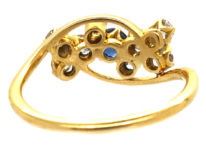 Edwardian 18ct Gold, Sapphire & Diamond Crossover Ring