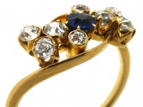 Edwardian 18ct Gold, Sapphire & Diamond Crossover Ring