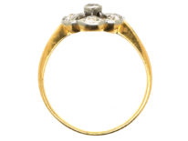 Edwardian 18ct Gold & Platinum Diamond Set Pierced Daisy Ring