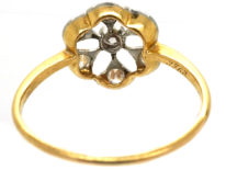 Edwardian 18ct Gold & Platinum Diamond Set Pierced Daisy Ring