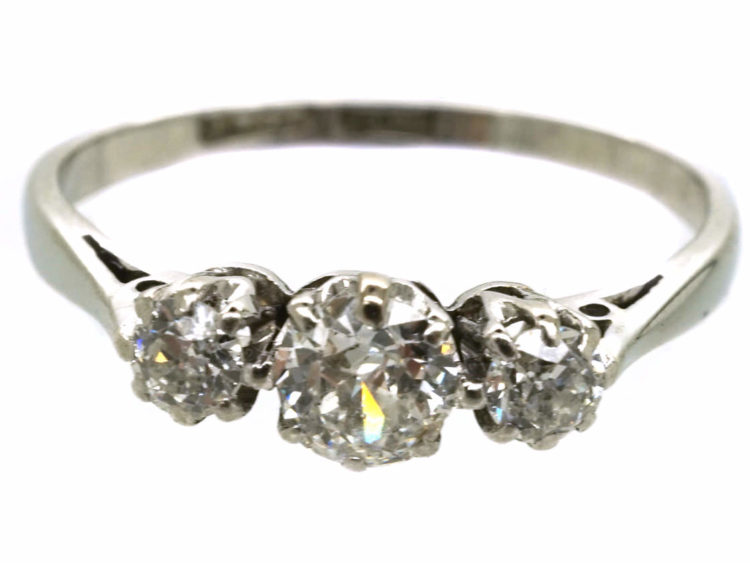 18ct White Gold & Platinum Three Stone Diamond Ring