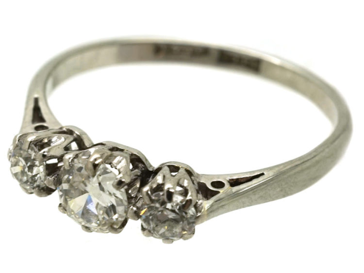 18ct White Gold & Platinum Three Stone Diamond Ring