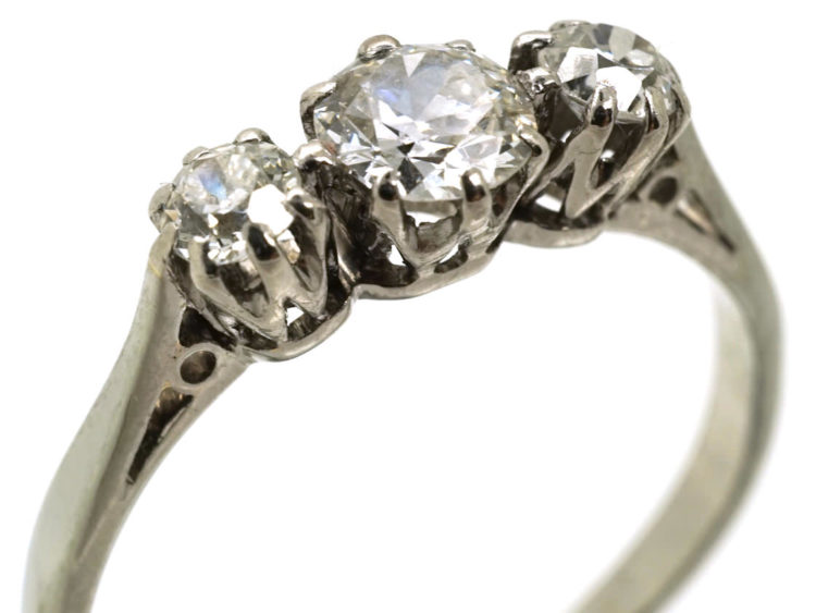 18ct White Gold & Platinum Three Stone Diamond Ring