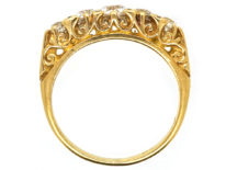 Victorian 18ct Gold Five Stone Diamond Carved Half Hoop Ring