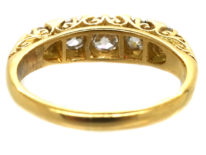 Victorian 18ct Gold Five Stone Diamond Carved Half Hoop Ring