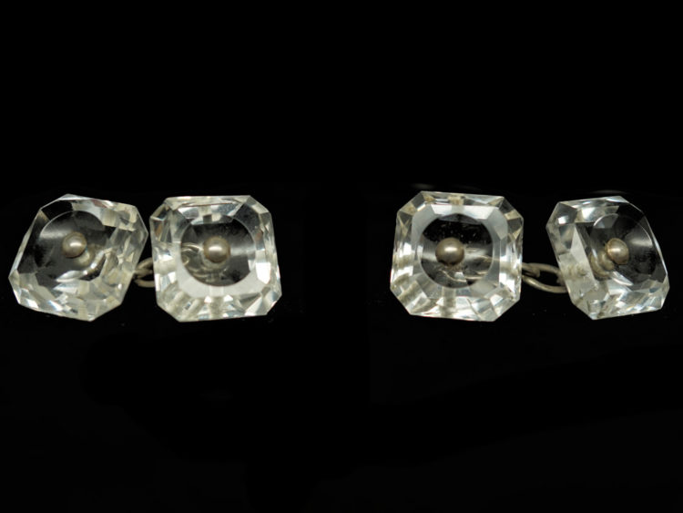 Art Deco Rock Crystal & Silver Cufflinks