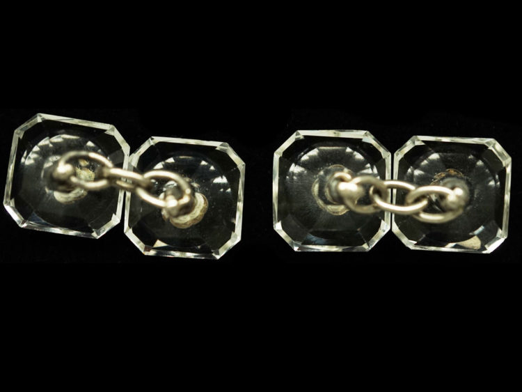 Art Deco Rock Crystal & Silver Cufflinks