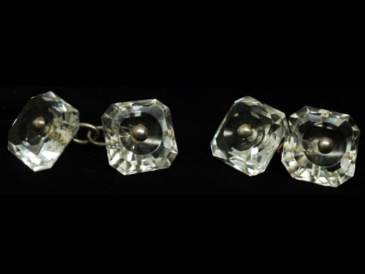 Art Deco Rock Crystal & Silver Cufflinks