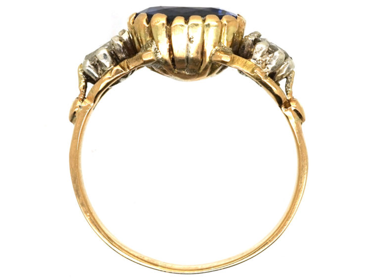 Georgian 18ct Gold, Sapphire & Rose Diamond Ring