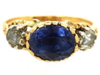 Georgian 18ct Gold, Sapphire & Rose Diamond Ring