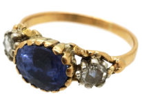 Georgian 18ct Gold, Sapphire & Rose Diamond Ring