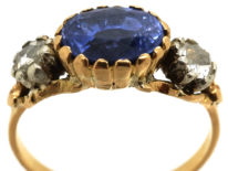 Georgian 18ct Gold, Sapphire & Rose Diamond Ring