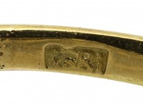 Victorian 18ct Gold Five Stone Sapphire & Diamond Carved Half Hoop Ring