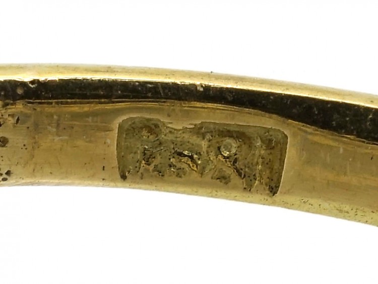 Victorian 18ct Gold Five Stone Sapphire & Diamond Carved Half Hoop Ring