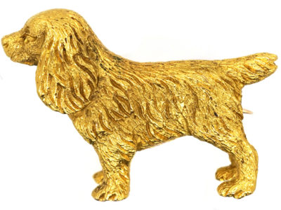 Edwardian 15ct Gold King Charles Spaniel Brooch