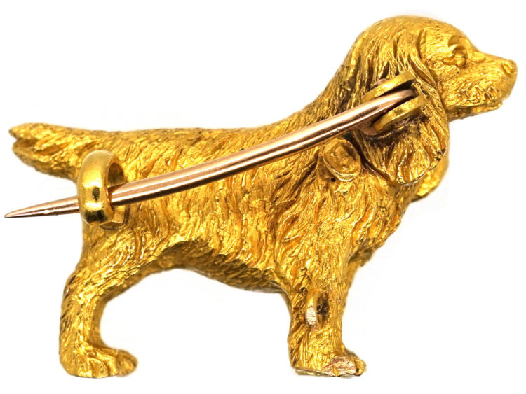 Edwardian 15ct Gold King Charles Spaniel Brooch