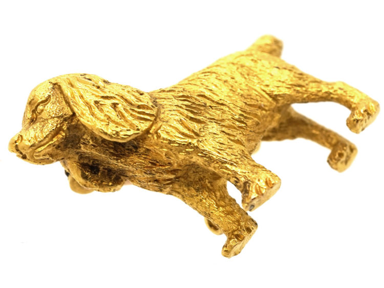 Edwardian 15ct Gold King Charles Spaniel Brooch