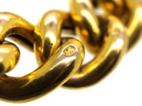 Edwardian 9ct Gold Curb Bracelet With Alternate Engraved & Plain Links