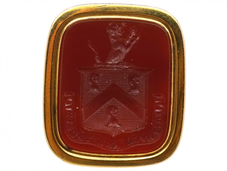 Georgian 18ct Gold Seal With Carnelian Crest Intaglio for the Duke of Marlborough