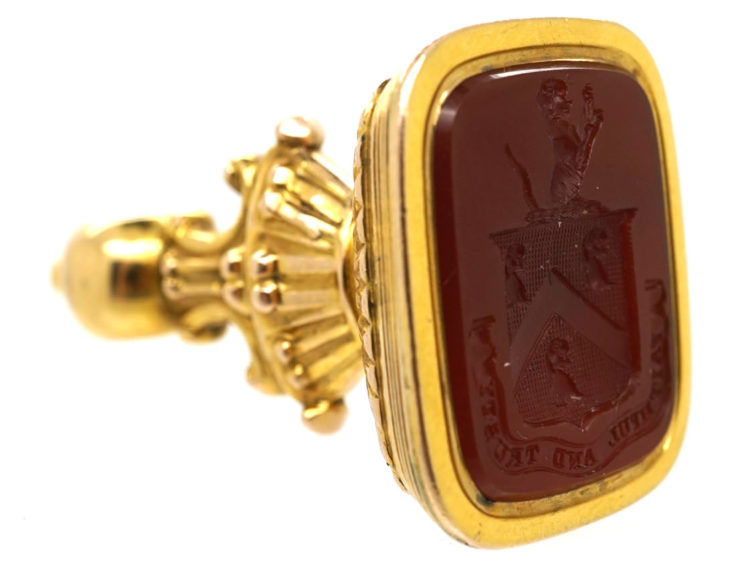 Georgian 18ct Gold Seal With Carnelian Crest Intaglio for the Duke of Marlborough