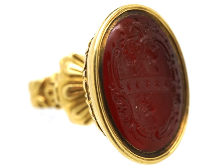 Georgian 18ct Gold Seal With Oval Carnelian Intaglio