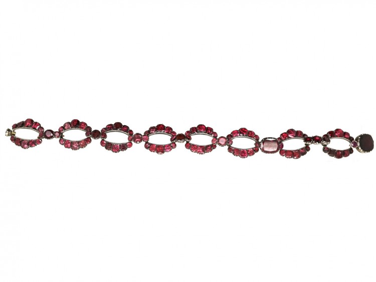 Georgian Silver & Flat Cut Almandine Garnet Bracelet