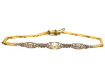 Edwardian 15ct Gold & Platinum, Pearl & Diamond Bracelet