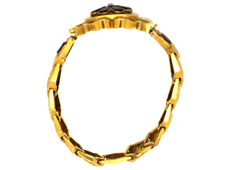 Early Victorian 15ct Gold & Flat Cut Almandine Garnet Bracelet