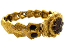 Early Victorian 15ct Gold & Flat Cut Almandine Garnet Bracelet