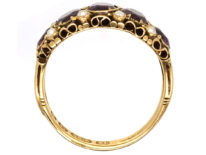 Victorian 15ct Gold, Almandine Garnet & Natural Split Pearls Ring