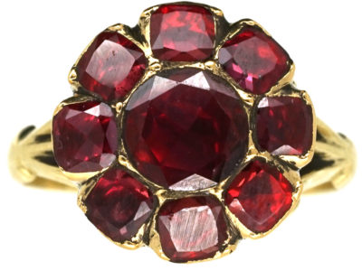 Georgian Foiled Amandine Garnet Cluster Ring