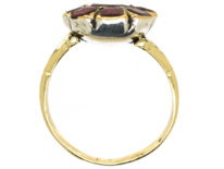 Georgian 18ct Gold Flat Cut Almandine Garnet Cluster Ring