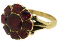 Georgian 18ct Gold Flat Cut Almandine Garnet Cluster Ring