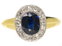 14ct Gold Sapphire & Diamond Oval Shaped Ring