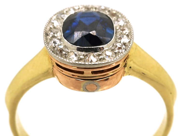 14ct Gold Sapphire & Diamond Oval Shaped Ring