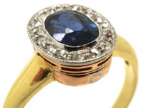 14ct Gold Sapphire & Diamond Oval Shaped Ring