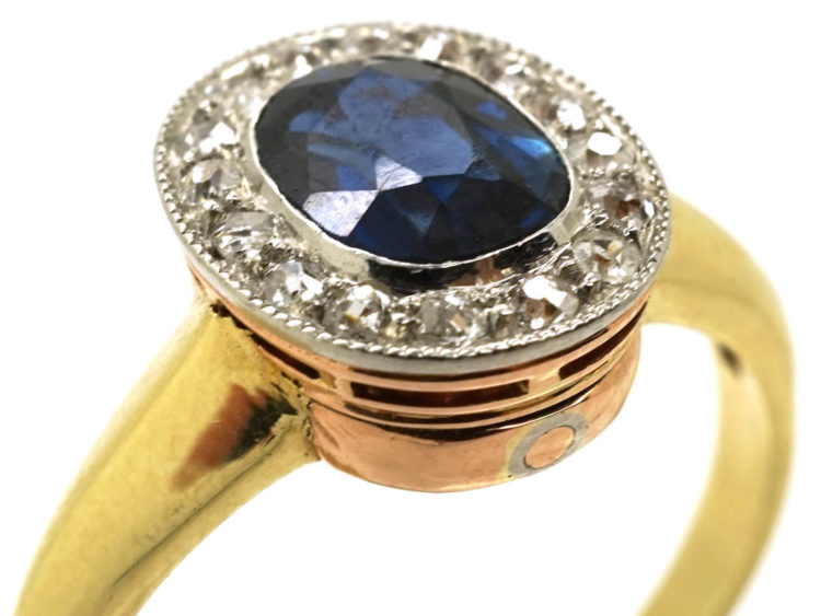14ct Gold Sapphire & Diamond Oval Shaped Ring