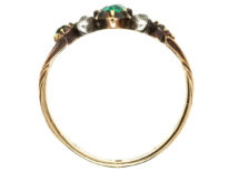 Georgian 15ct Gold Pear Shaped Emerald & Diamond Ring