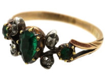 Georgian 15ct Gold Pear Shaped Emerald & Diamond Ring